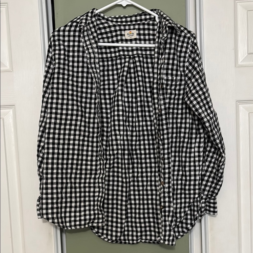 Marine Layer Black & White Checkered Shirt, Women’s Size Small, Great Condition!